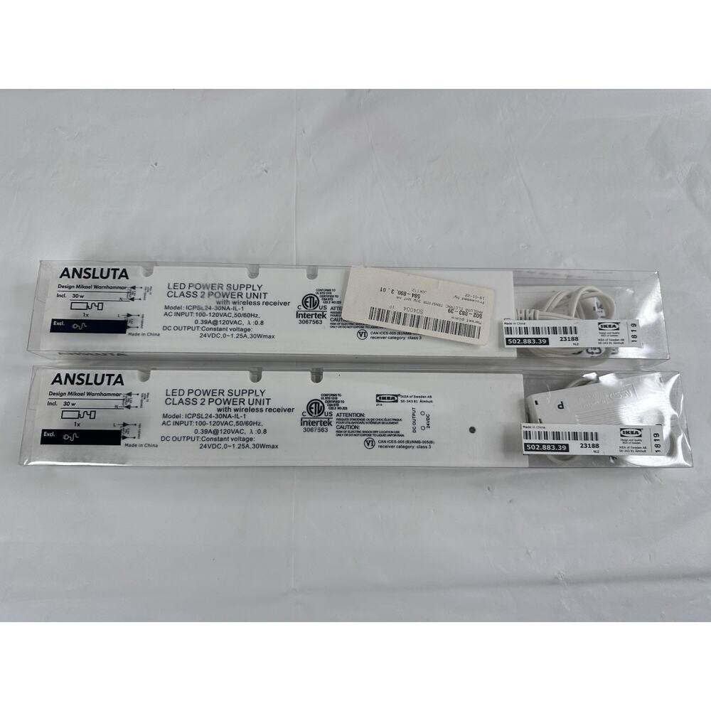 IKEA ANSLUTA Electronic Transformer White 502.883.39 Power Supply Set Of 2